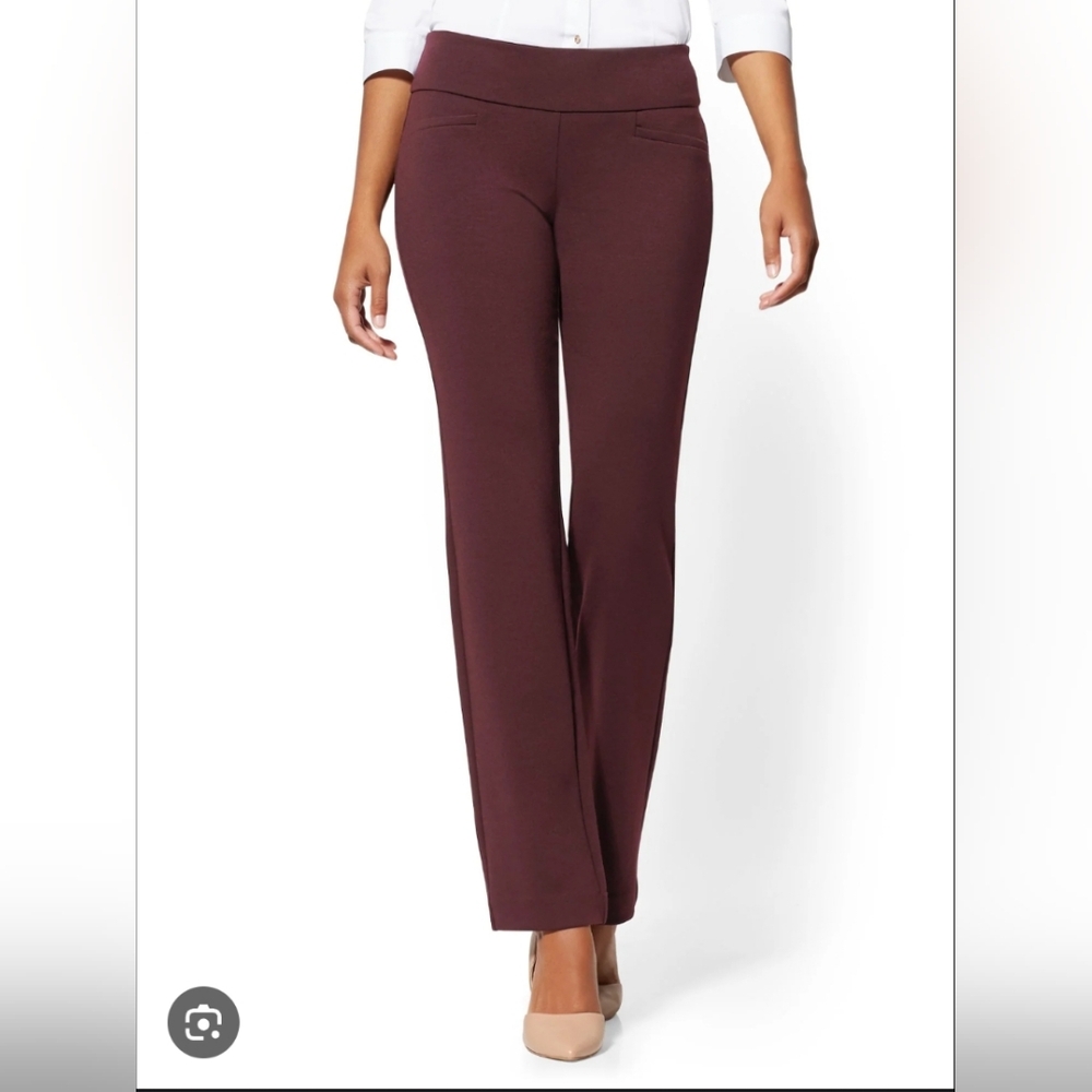 New York & Company Plaid Red & Gray Straight Leg Whitney Pants XS